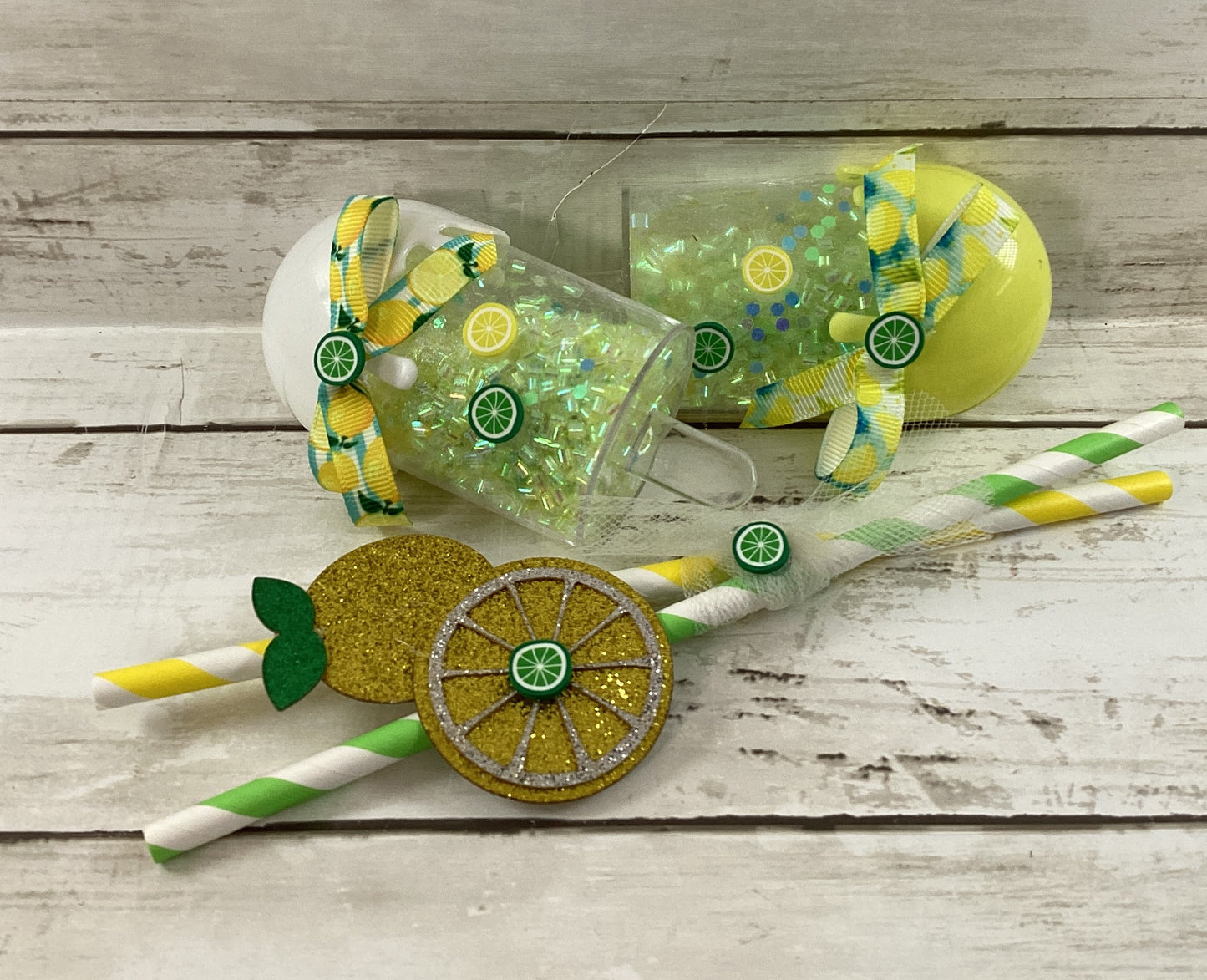 AGD Summer Decor - Lemon Lime Straw Popsicle Shaker 3pc Tier Tray Set