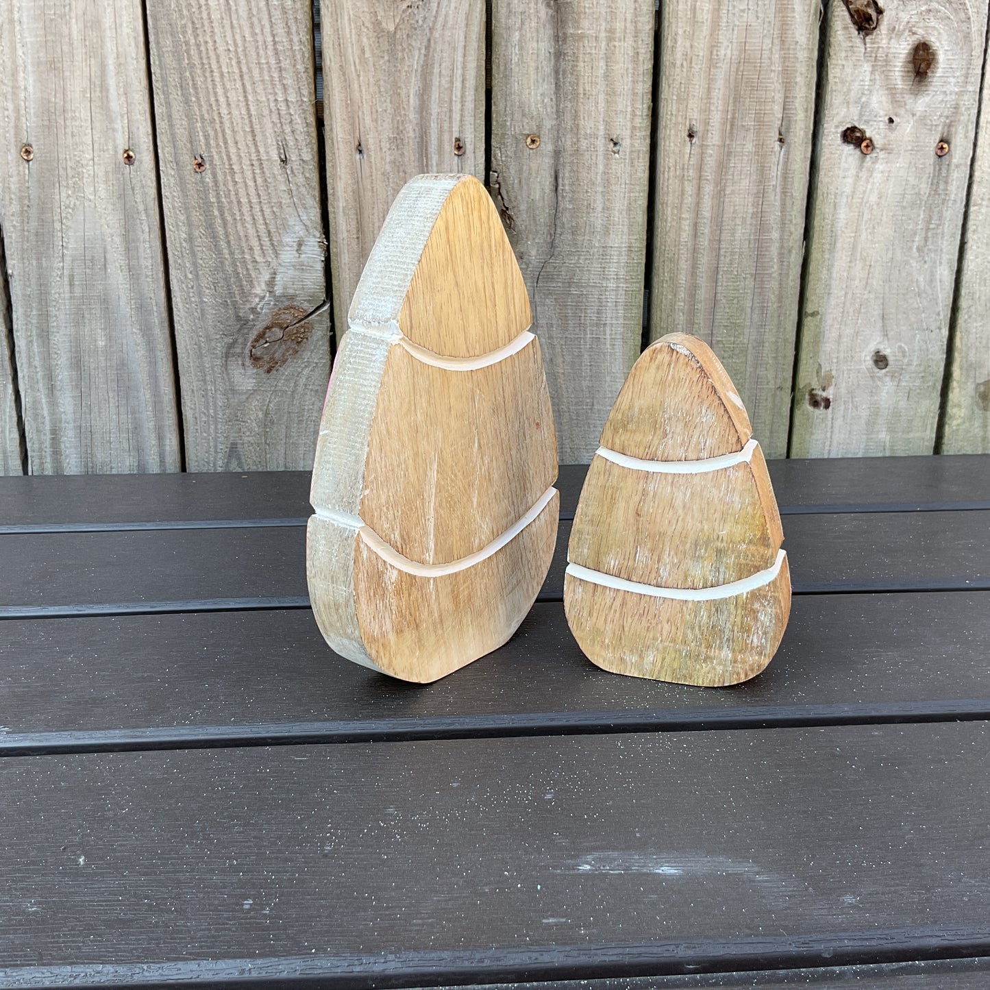 AGD Halloween Decor - Glam Pink Orange Chunky Wood Candy Corn Sitters 2pc Set