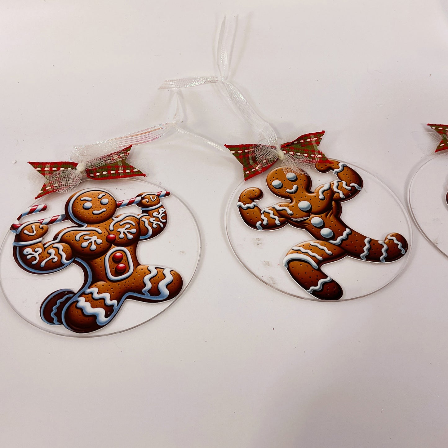 AGSD Christmas Decor - Flat Acrylic Gingerbread Muscle Man Ornaments 3pc