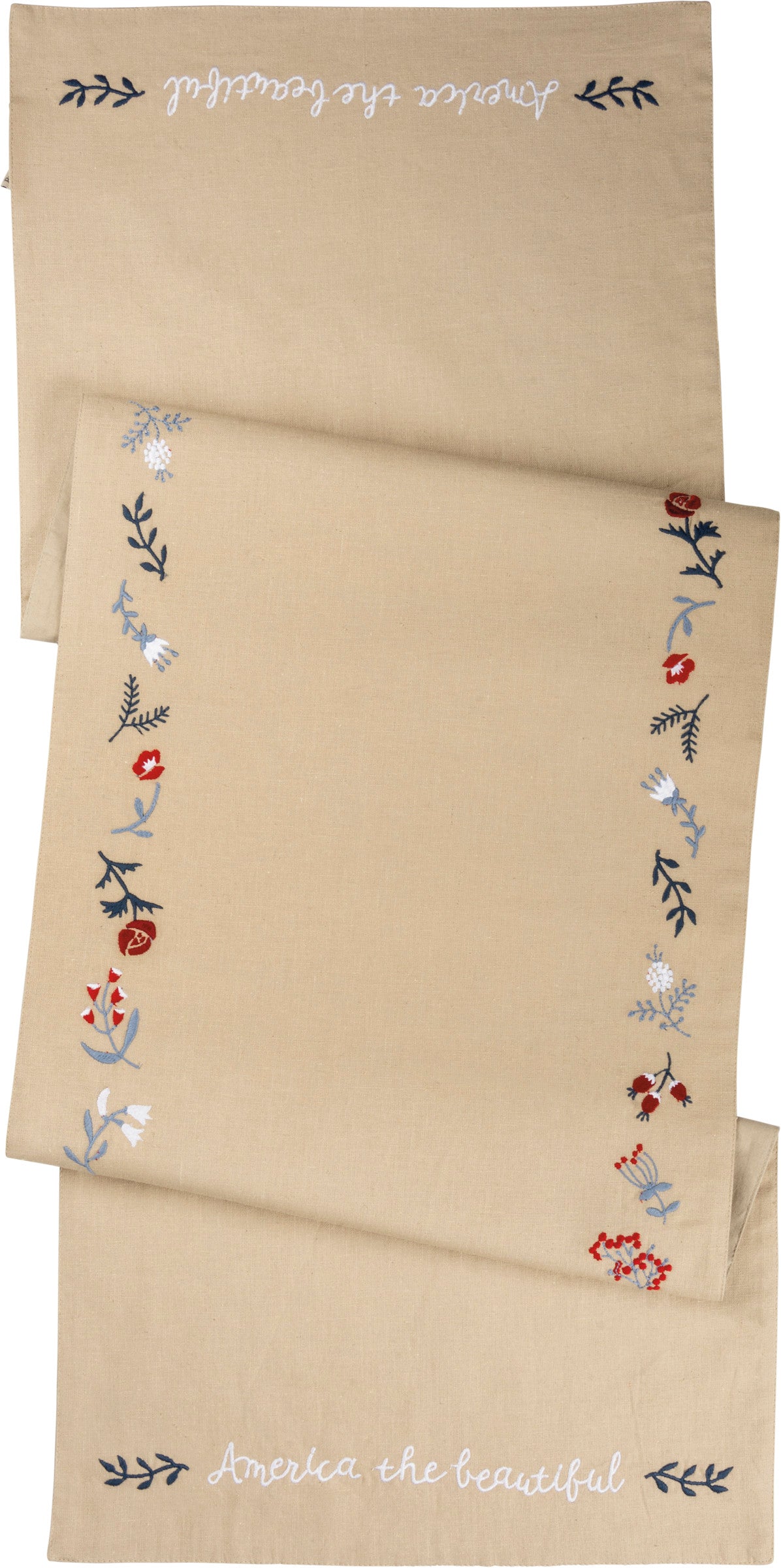 PBK Patriotic Decor - America The Beautiful Embroidery Table Runner
