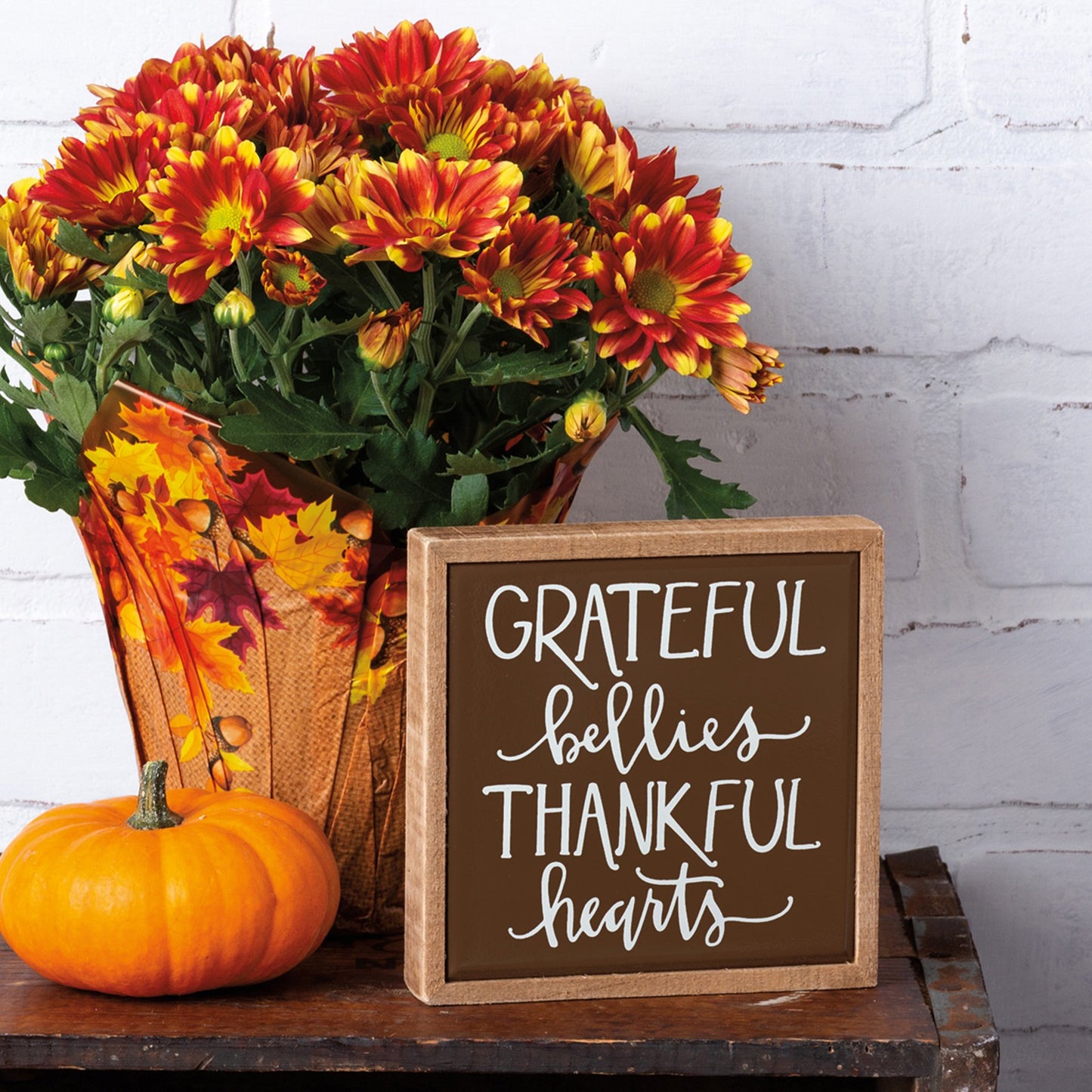 PBK Fall Decor - Grateful Bellies Thankful Heart Mini Tier Tray Sign