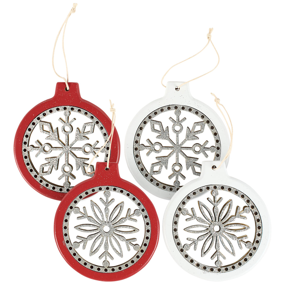 PBK Christmas Ornament - Cutout Snowflake Wood Ornament 3pc Set