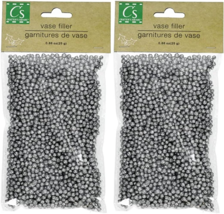 DT Craft Supply - Silver Gray Foam Snowglobe Vase Fillers Pebbles 2 bags