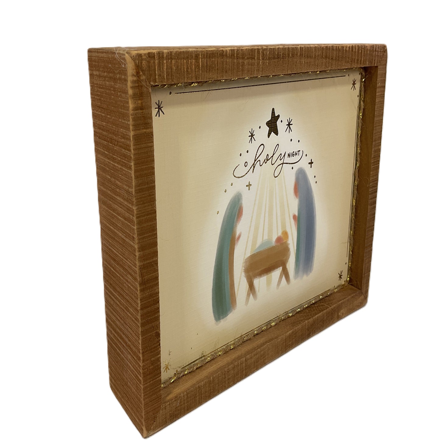 AGSD Christmas Decor - Nativity Holy Night Manger Inset Box Sign