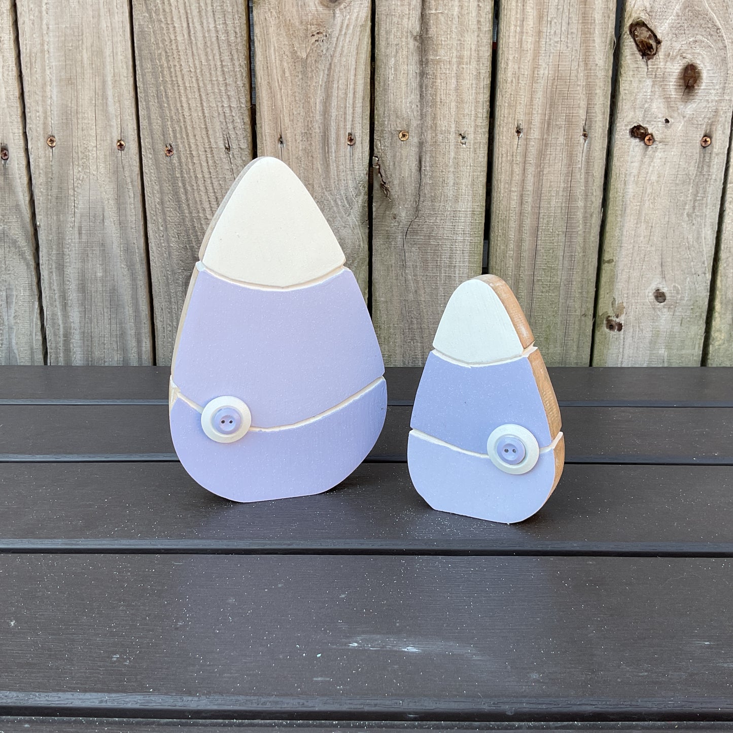 AGD Halloween Decor - Purple Pastel Chunky Wood Candy Corn Sitters 2pc Set