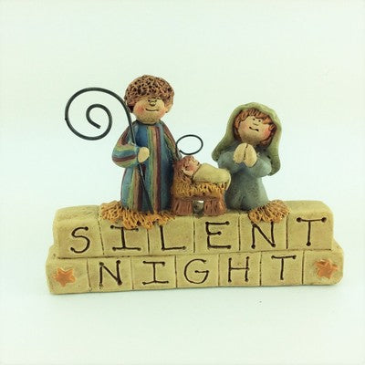 Christmas Tabletop Decor - Silent Night Clay Blocks
