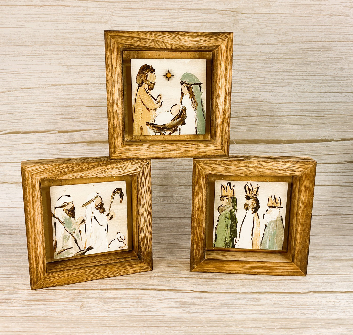 AGSD Christmas Decor - Mini Farmhouse Neutral Nativity Scene Signs 3pc