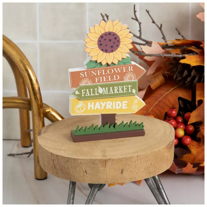 HL Fall Decor - Sunflower Field Directional Mini Sign