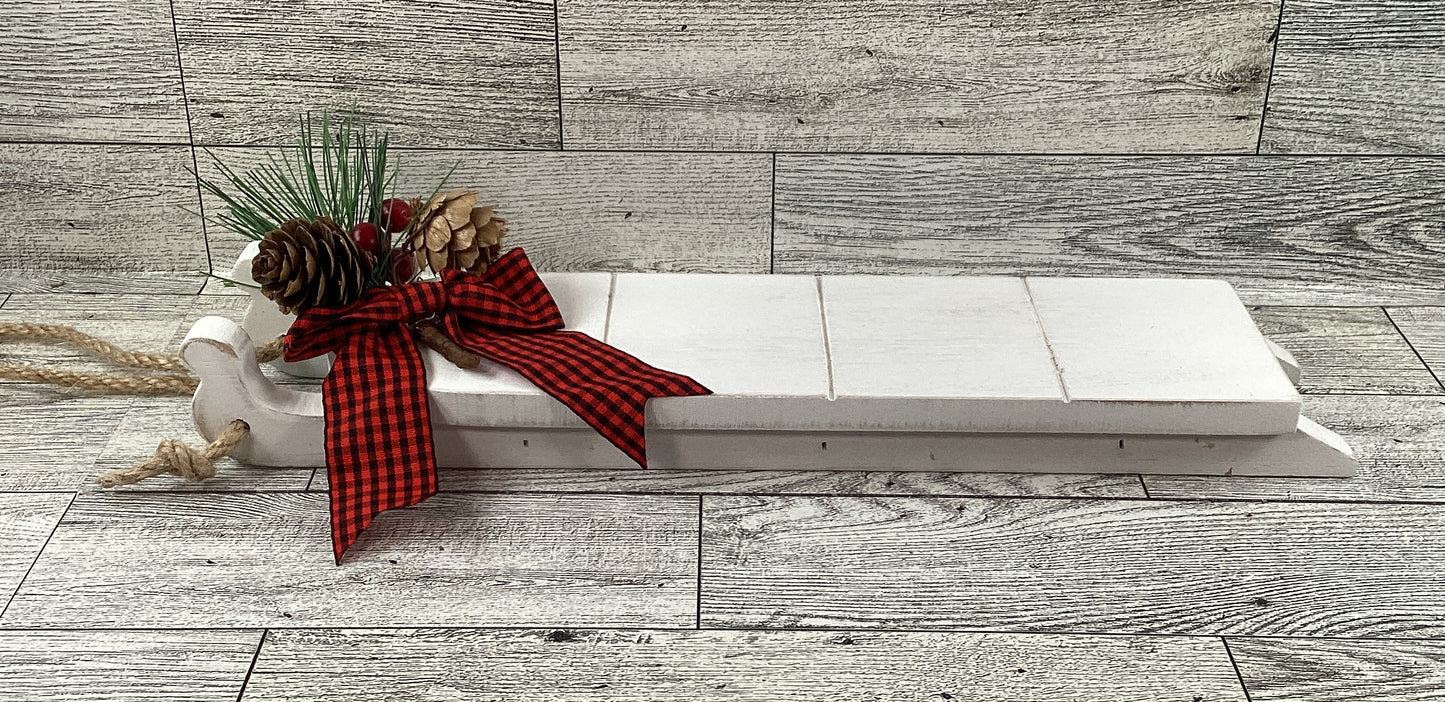 AGSD Christmas Decor - Dog Cat Buffalo Plaid Wood Tree Sled Display 6pc