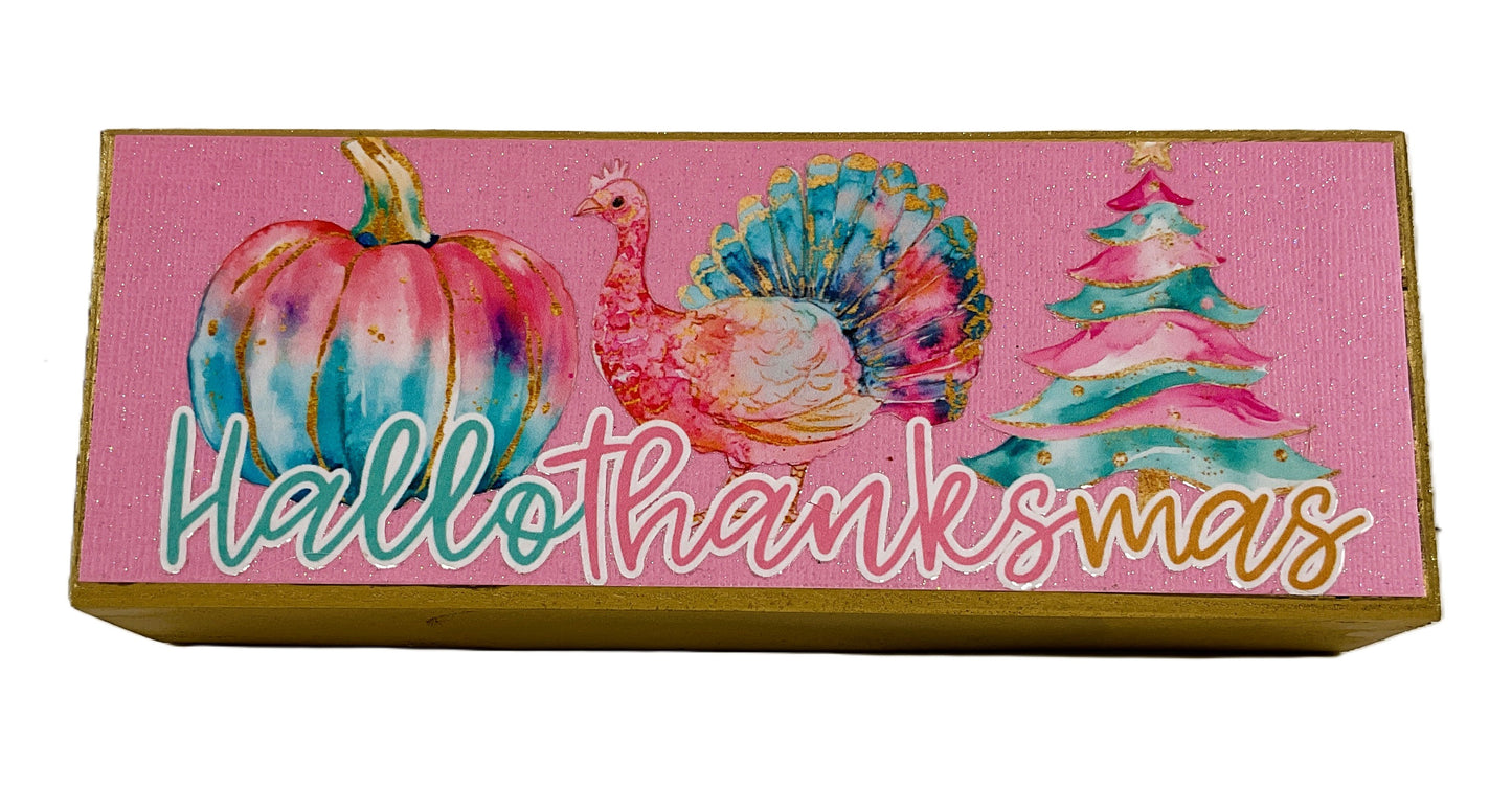 AGD Fall Decor - Pastel Pink Hallothankmas Multi Seasonal Sign