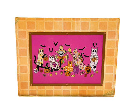 AGD Halloween Decor - Kitty Cats Happy Ghost Box Sign