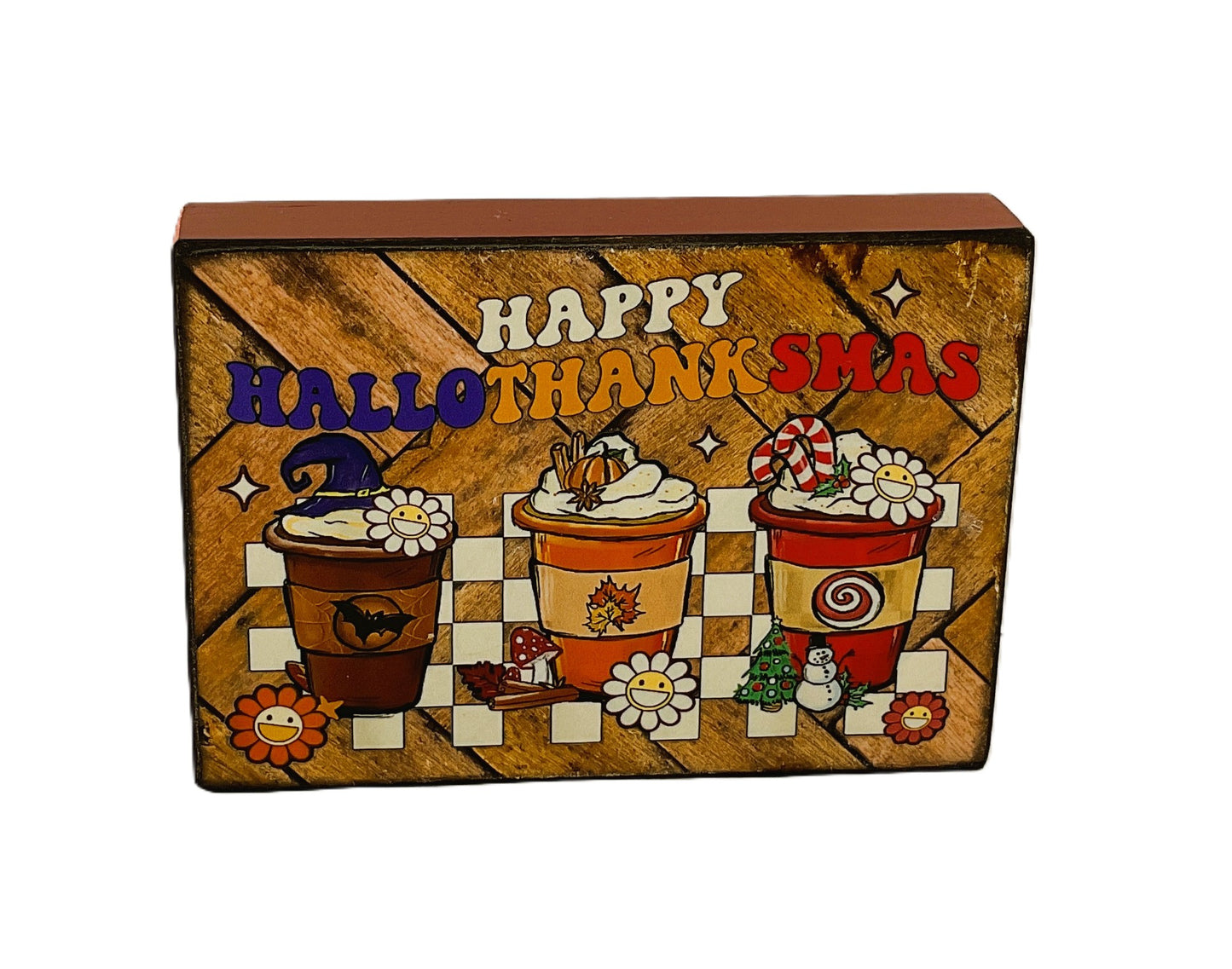 AGD Fall Decor - Coffee Bar Latte Hallothankmas Multi Seasonal Block Sgn
