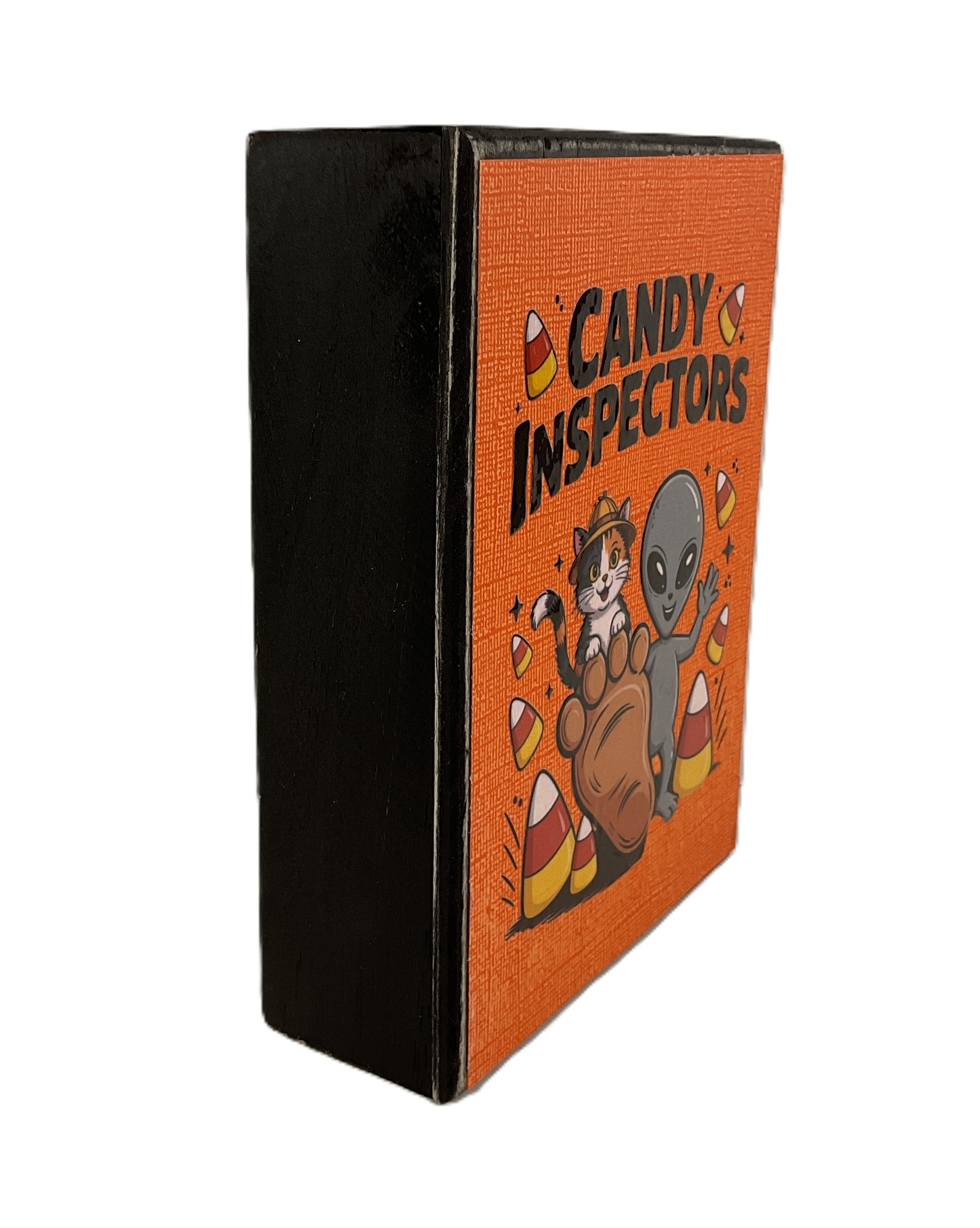 AGD Halloween Decor - Bigfoot Alien Candy Corn Small Block Sign