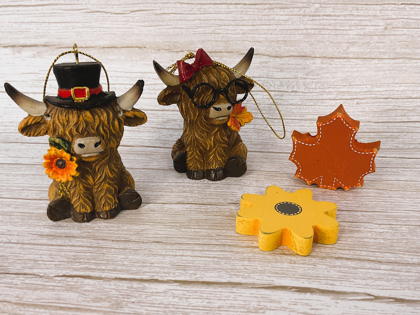 AGD Fall Decor - Resin Highland Cow Ornaments & Icon Charms
