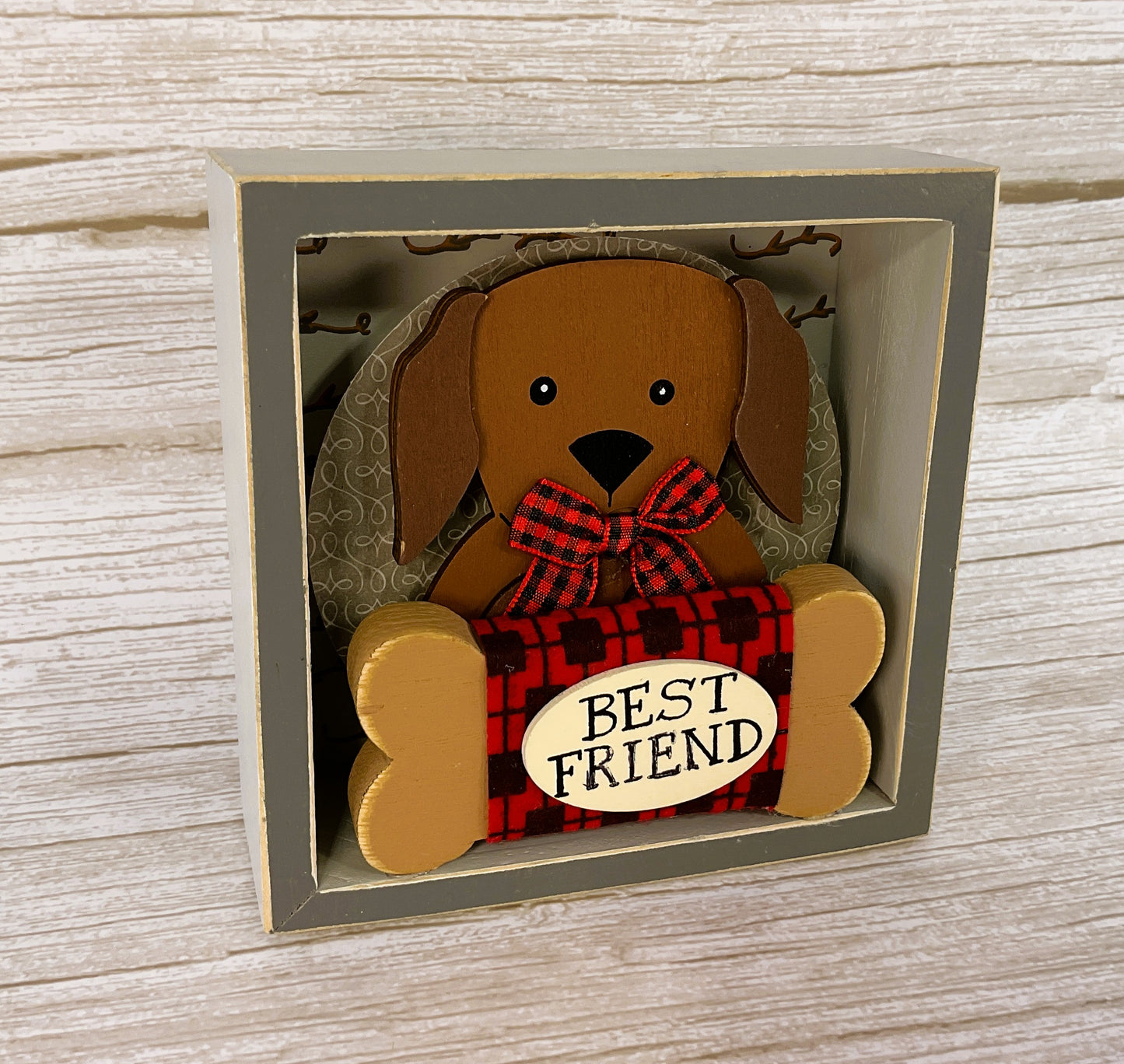 AGD Christmas Decor - Best Friend Puppy Dog Inset Box Sign