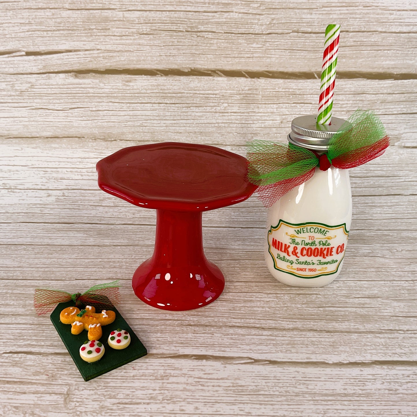 AGD Christmas Decor - Milk Bottle and Cookies Bundle Display 2pc Set