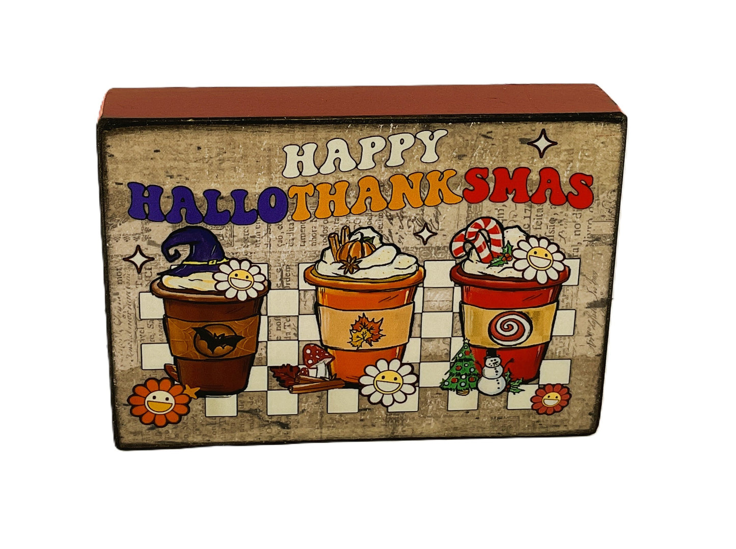 AGD Fall Decor - Coffee Bar Latte Hallothankmas Multi Seasonal Block Sgn