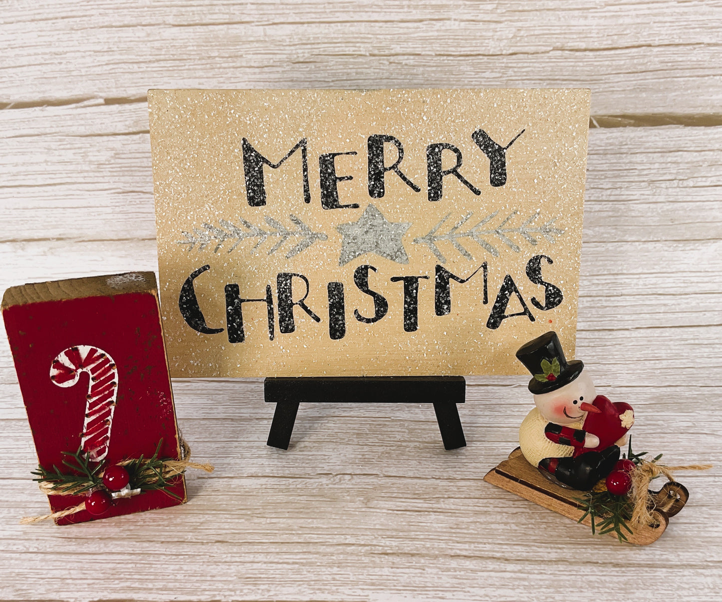 AGD Christmas Decor - Primitive Joy Snowman Sled Bundle Set