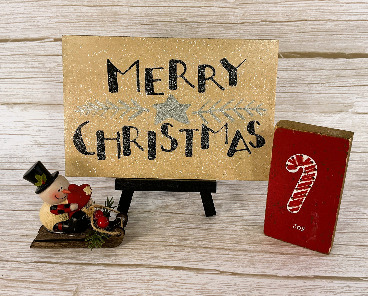 AGD Christmas Decor - Primitive Joy Snowman Sled Bundle Set