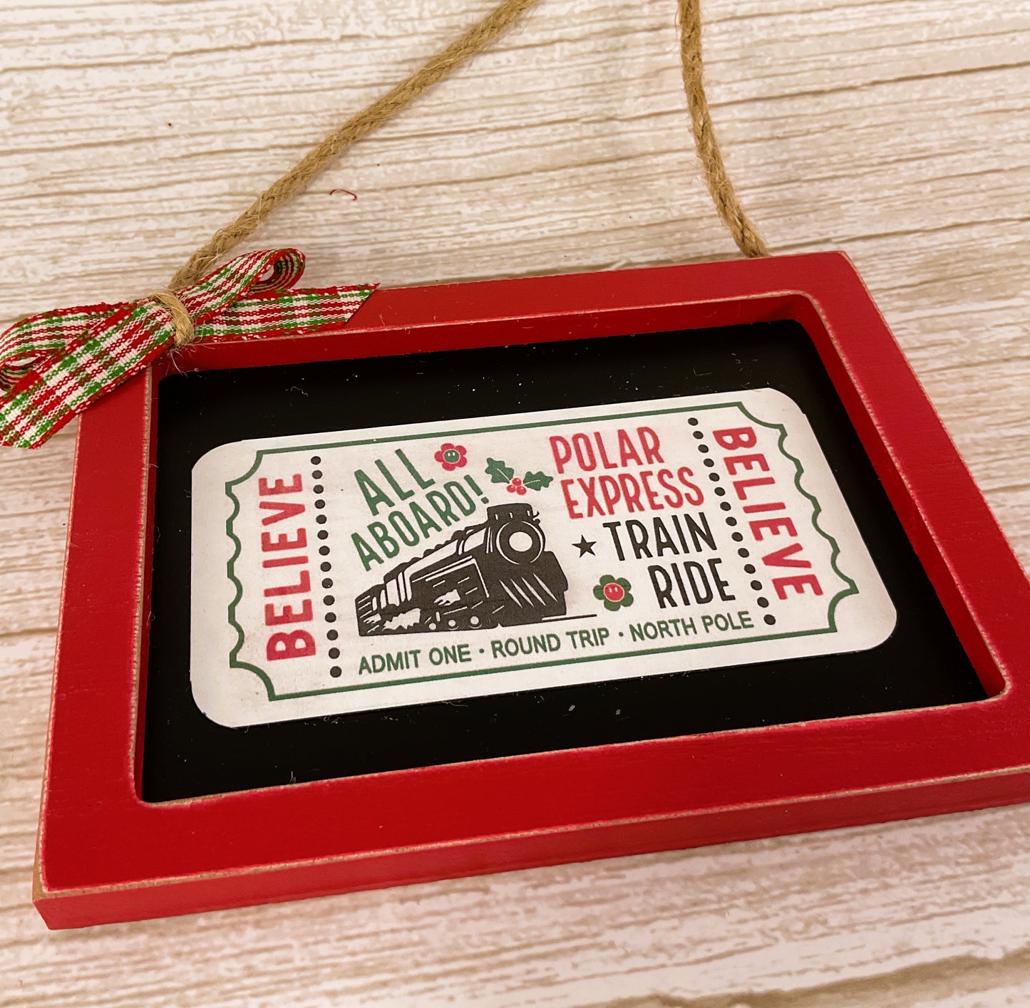 AGD Christmas Decor - Believe Santa Polar Express Train Ticket Ornament