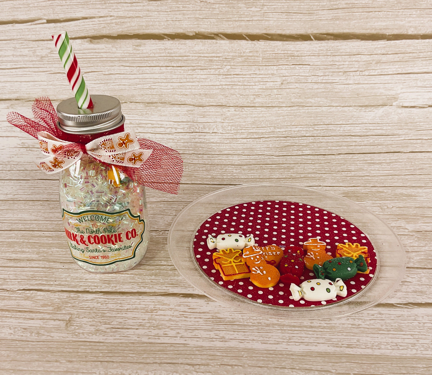 AGD Christmas Decor - Milk Bottle and Cookies Bundle Display 2pc Set
