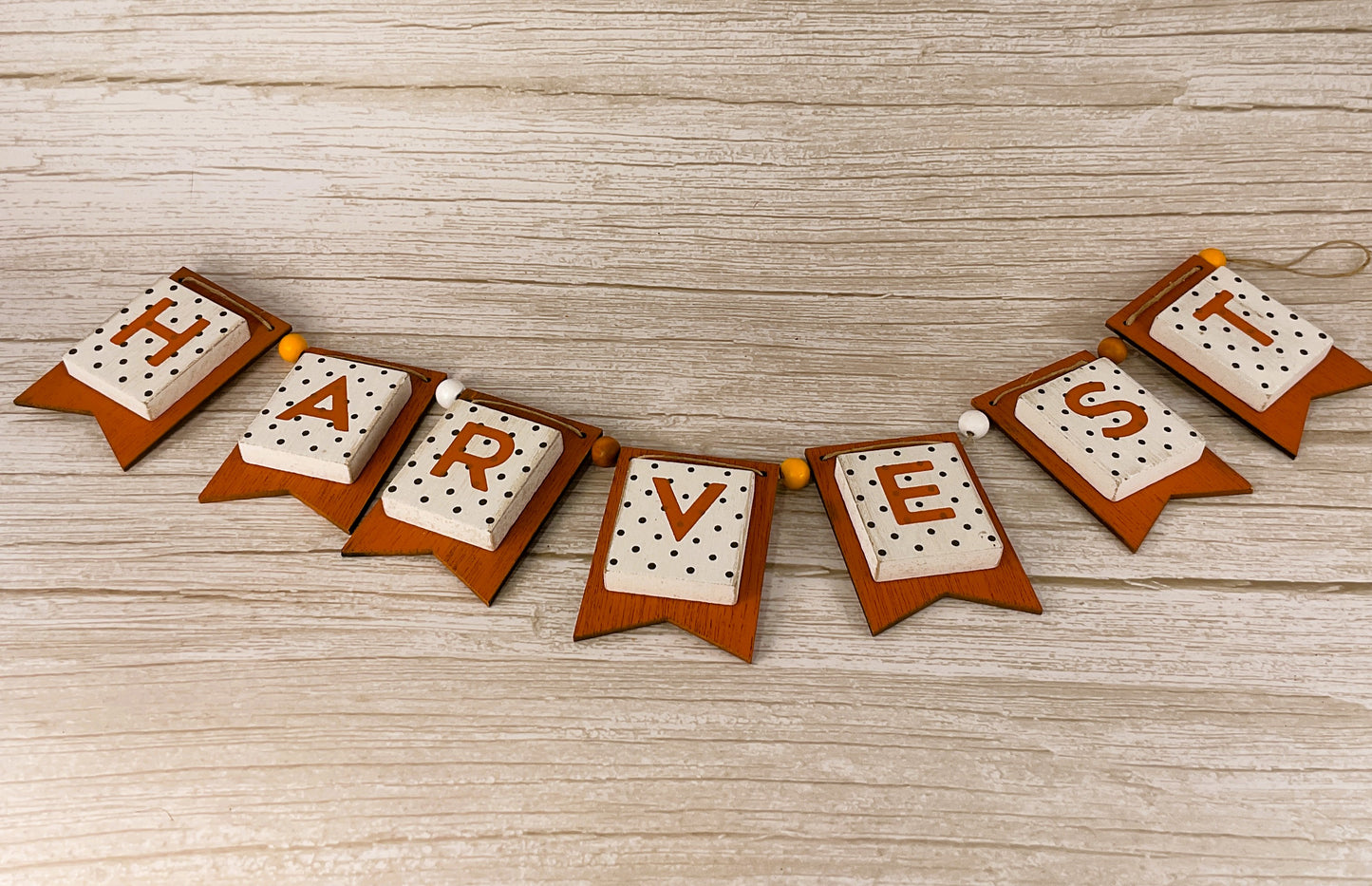 AGD Fall Decor - SMALL Harvest Wood Tile Banner Garland