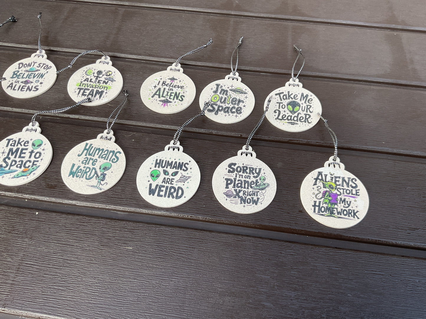 AGD Christmas Decor - Green Alien Theme Ornaments 10pc Set