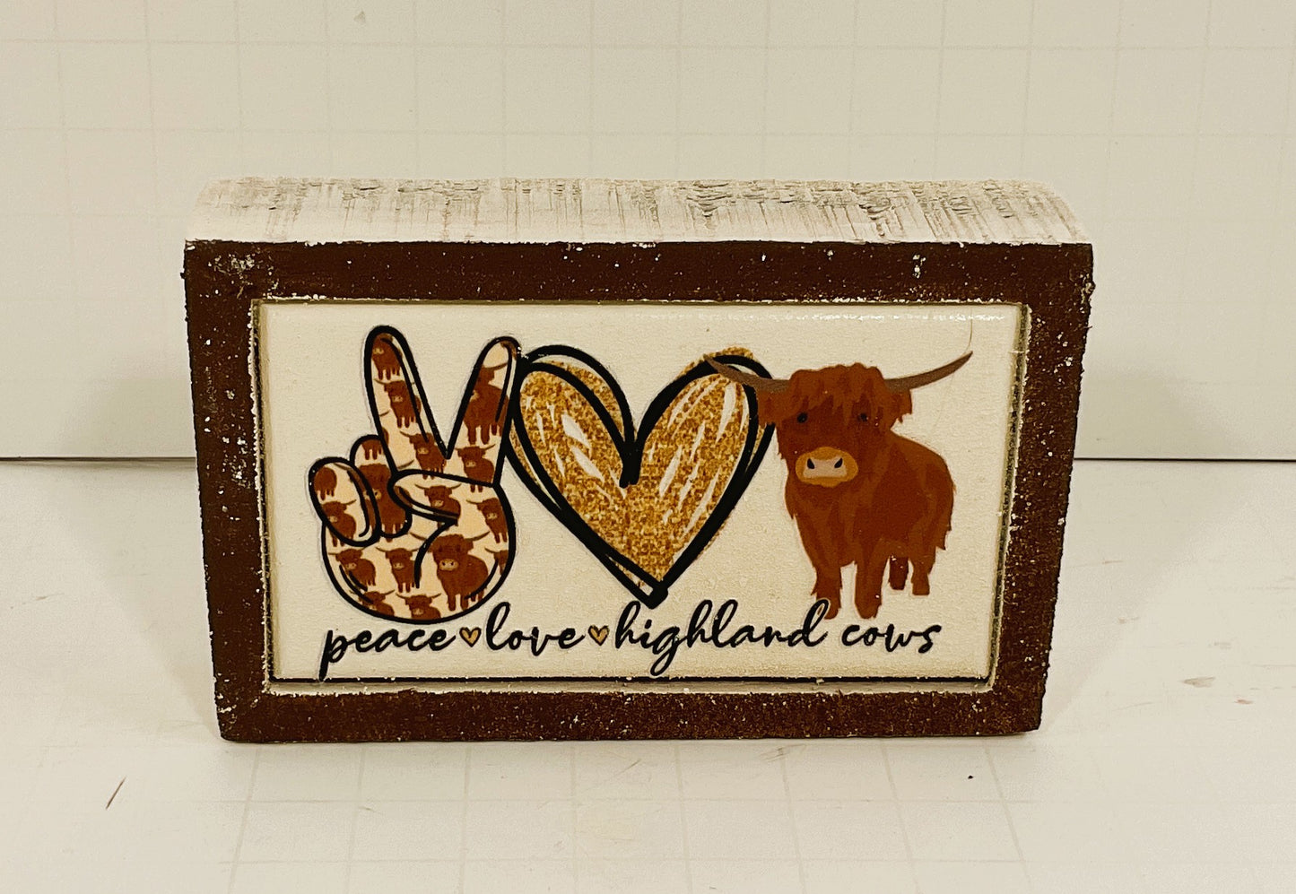 AGD Home Decor - Peace Love Highland Cow Small Tier Tray Sign