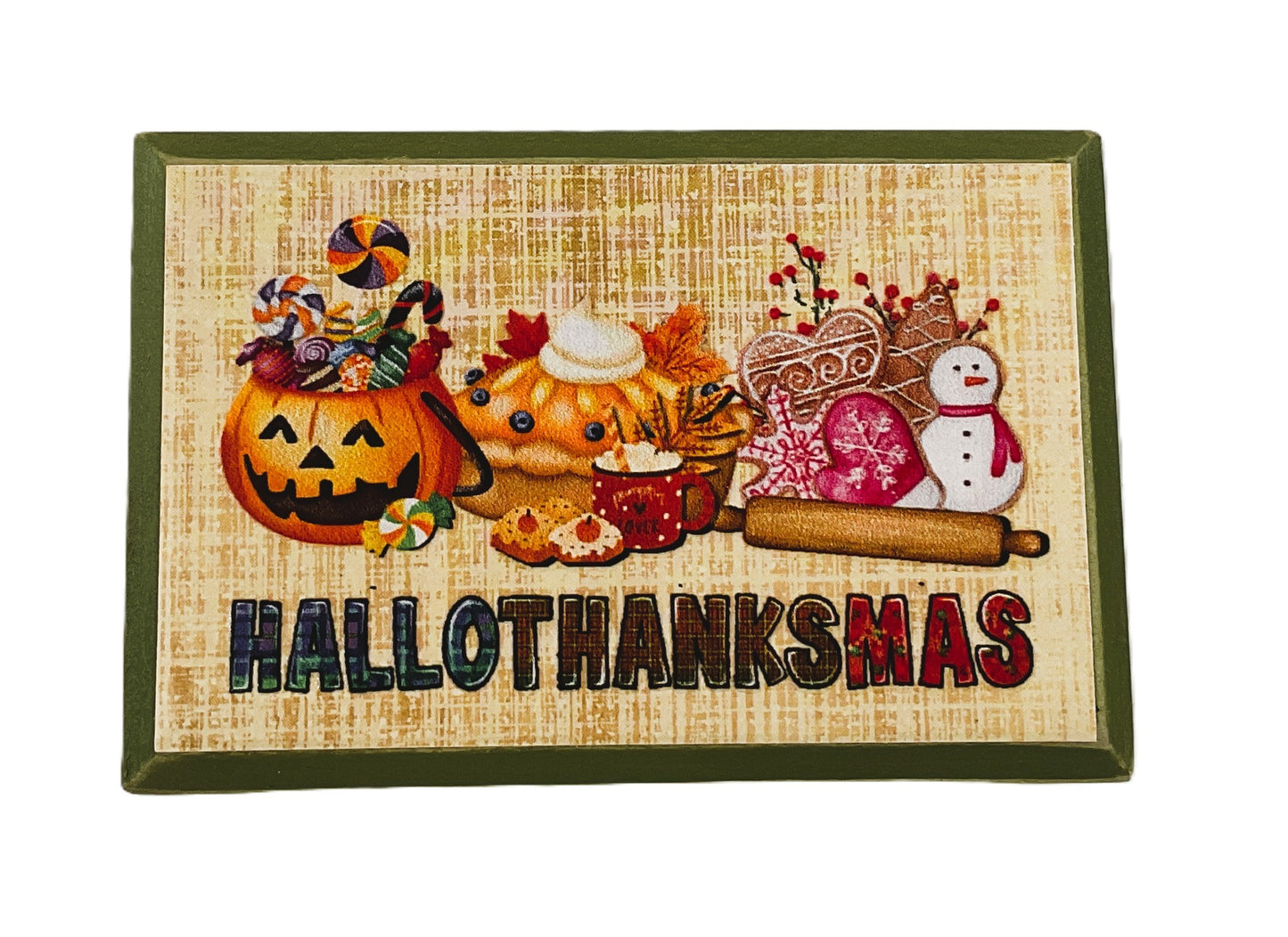 AGD Fall Decor - Pumpkin Gingerbread Hallothankmas Multi Seasonal Tier Tray Sign