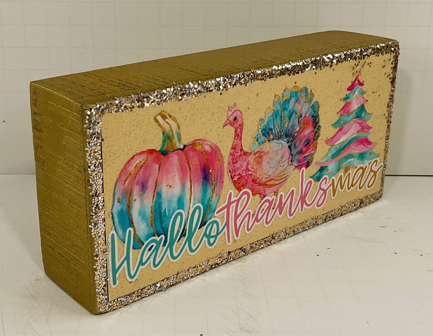 AGD Fall Decor - Pastel Pink Hallothankmas Multi Seasonal Sign