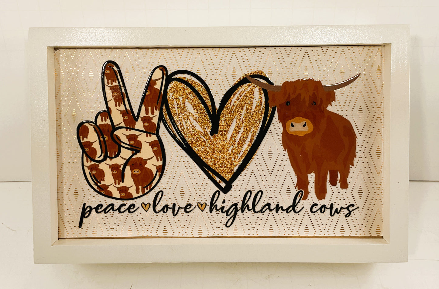 AGD Home Decor - Peace Love Highland Cows Farmhouse Box Sign