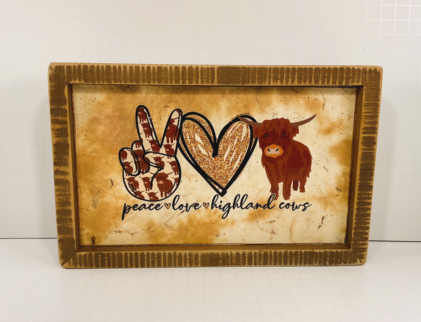 AGD Home Decor - Peace Love Highland Cows Farmhouse Box Sign