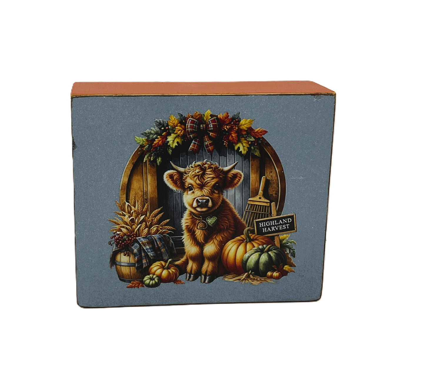 AGD Fall Decor - Autumn Highland Harvest Cow Box Sign