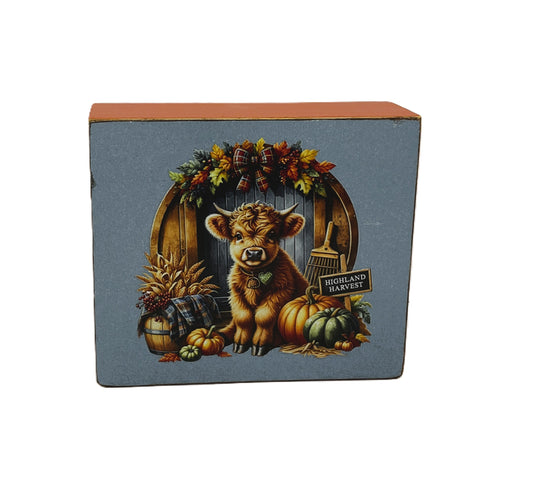 AGD Fall Decor - Autumn Highland Harvest Cow Box Sign