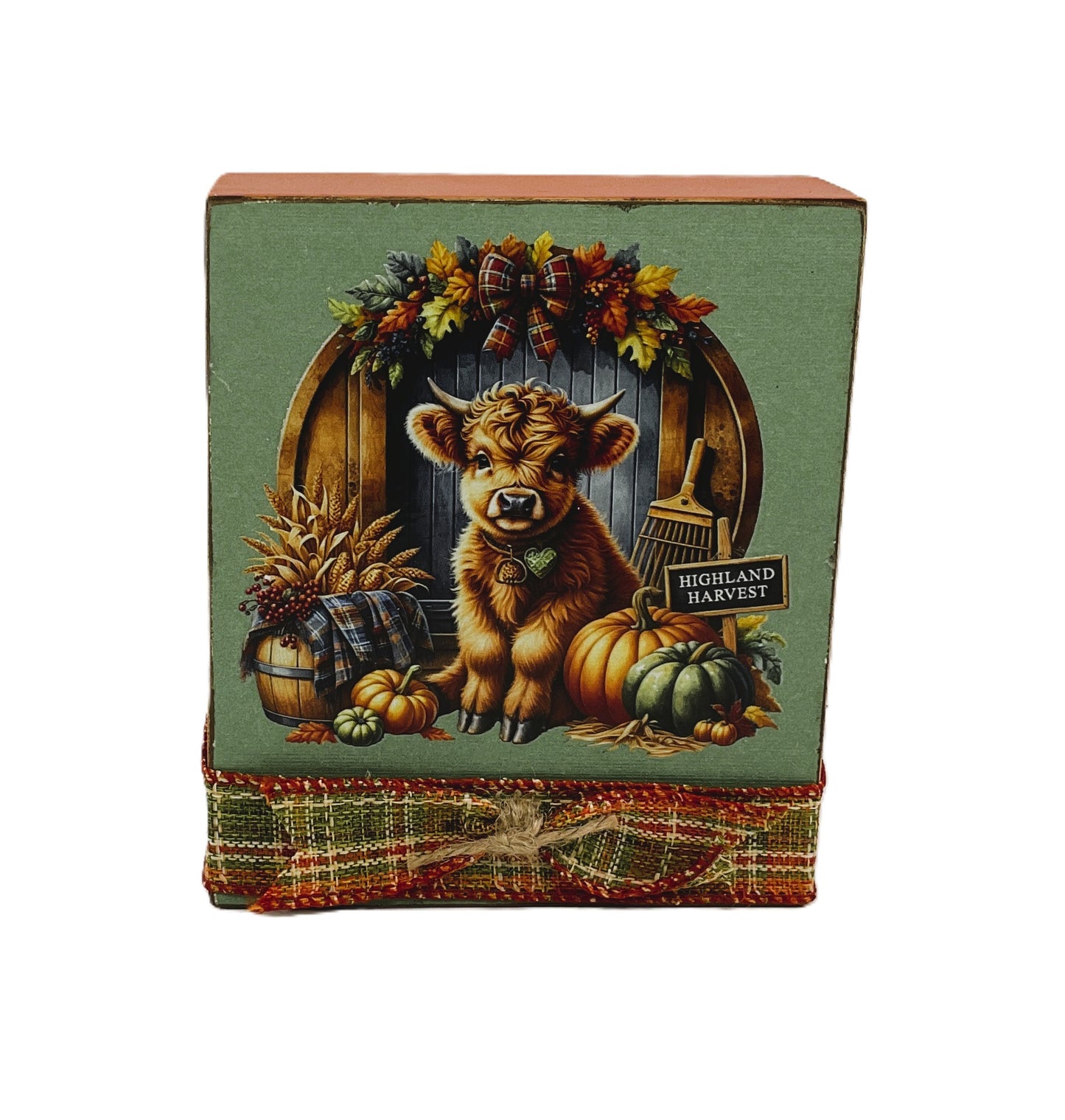 AGD Fall Decor - Autumn Highland Harvest Cow Box Sign