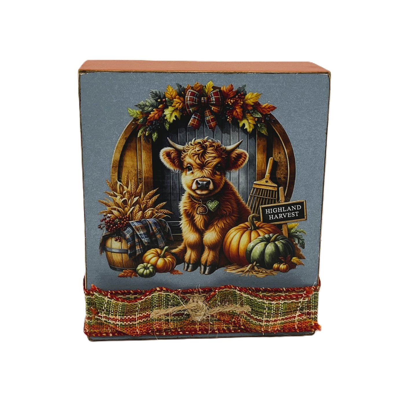 AGD Fall Decor - Autumn Highland Harvest Cow Box Sign