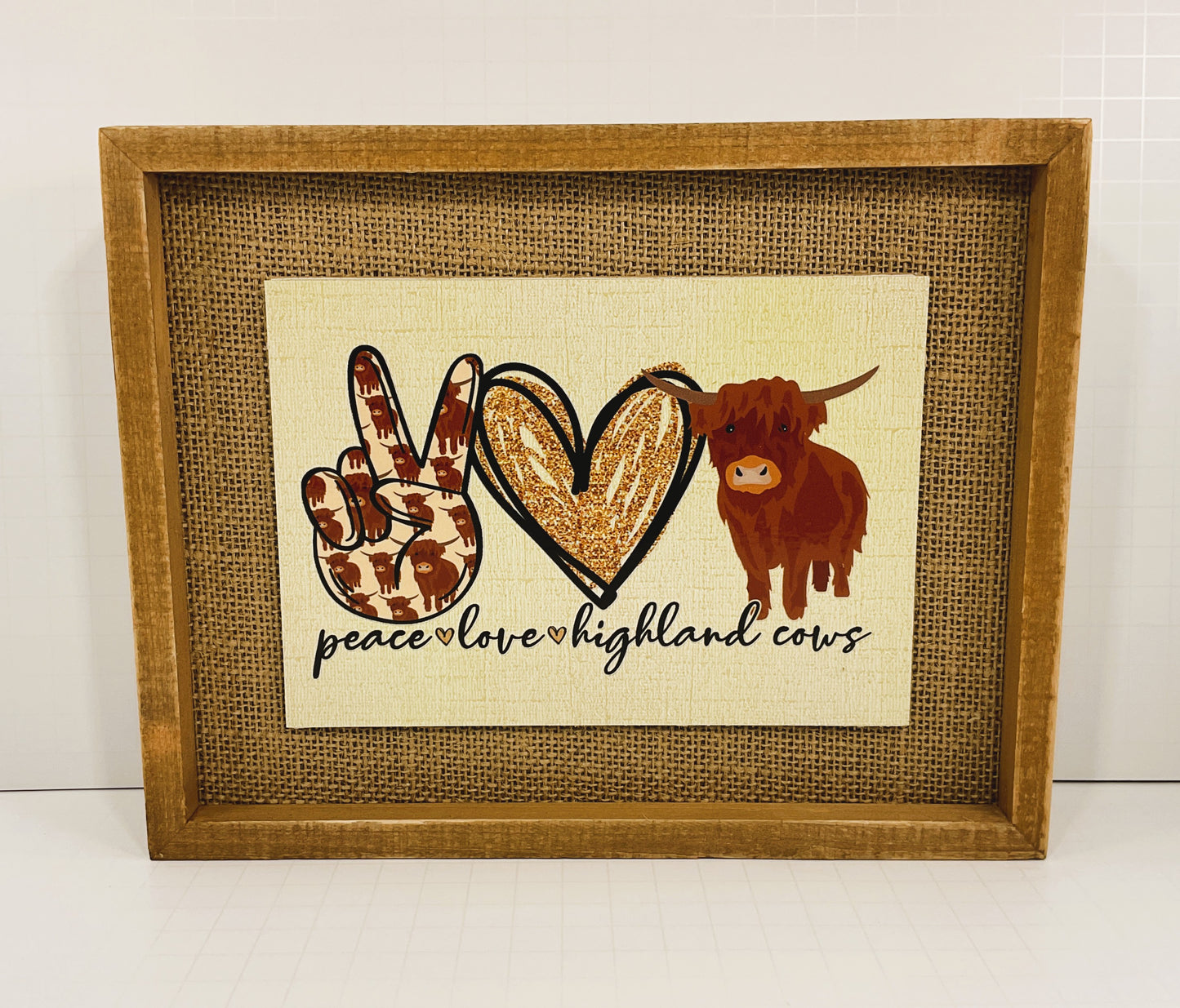 AGD Home Decor - Peace Love Highland Cows Farmhouse Box Sign