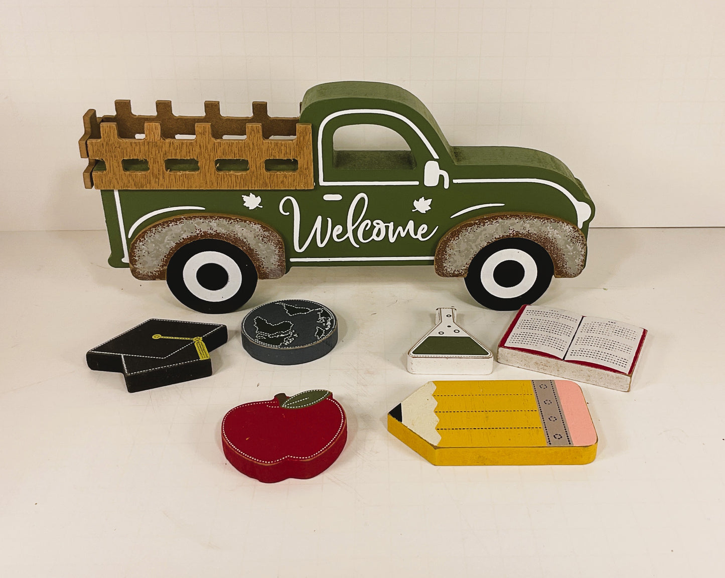 AGD Teacher Decor - Back To School Chunky Wood Truck Tabletop