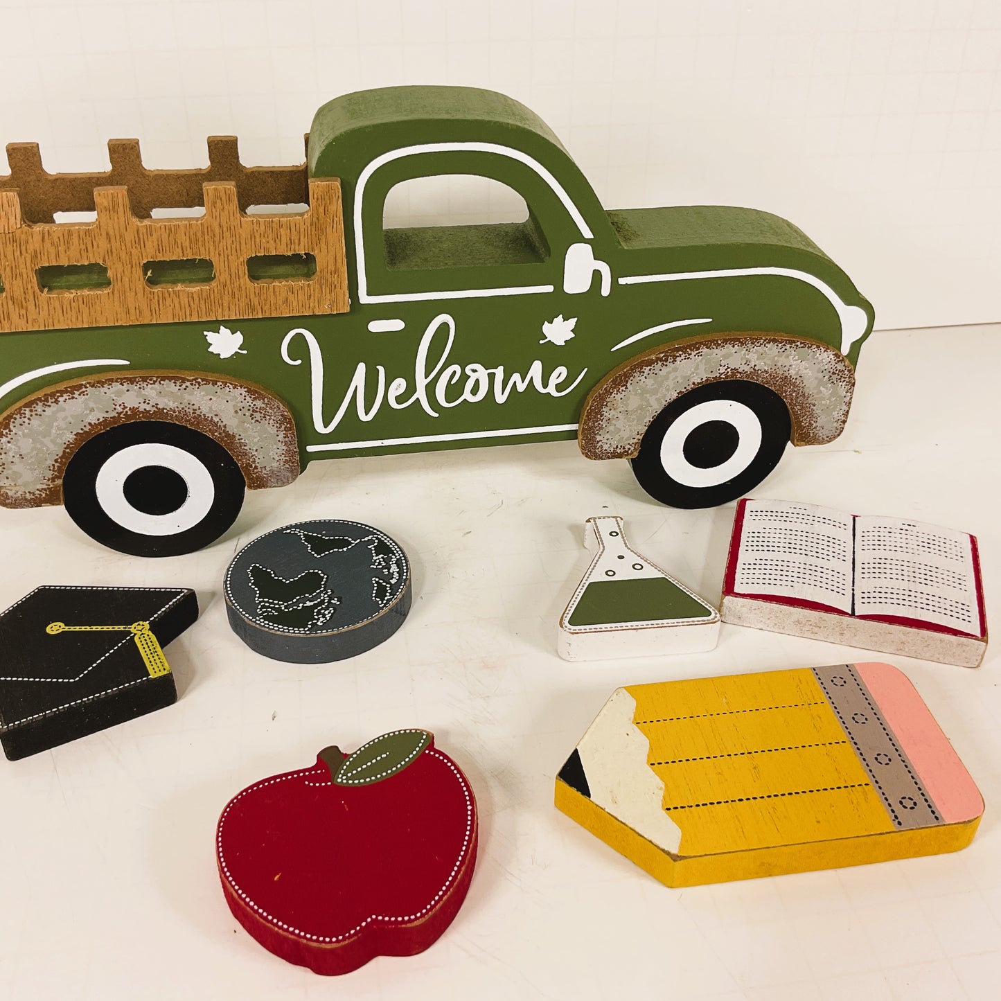 AGD Teacher Decor - Back To School Chunky Wood Truck Tabletop