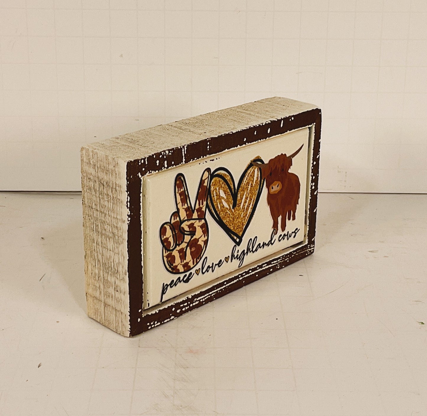 AGD Home Decor - Peace Love Highland Cow Small Tier Tray Sign