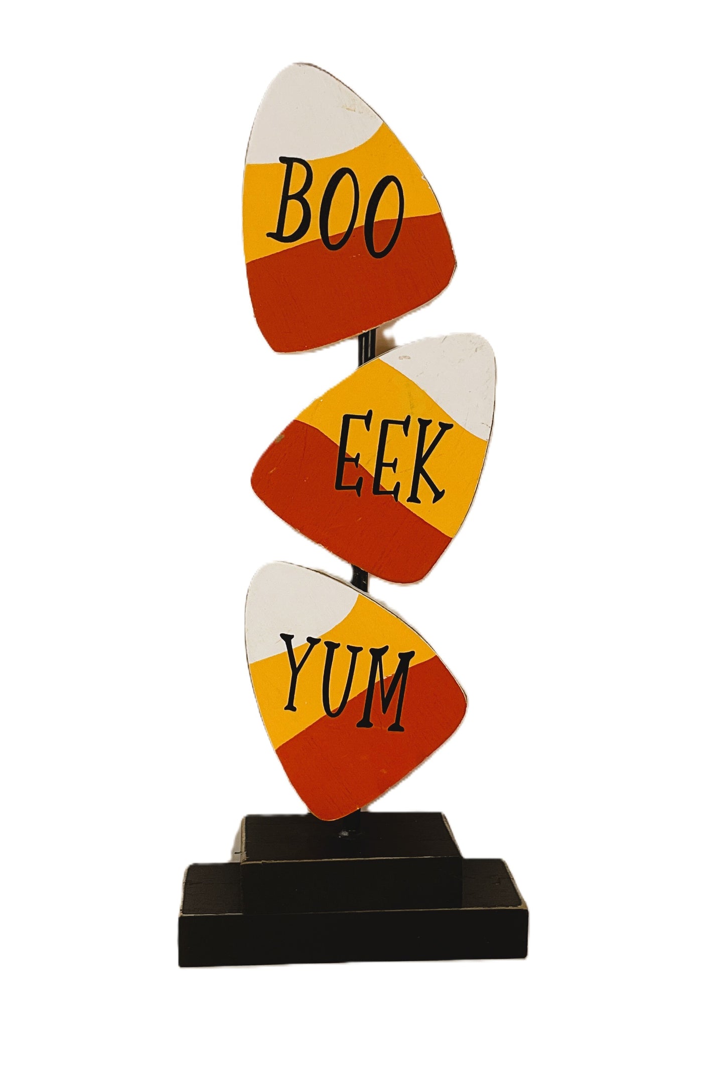 AGD Halloween Decor - Boo Eek Yum Stacking Candy Corn & Truck Wood 2pc