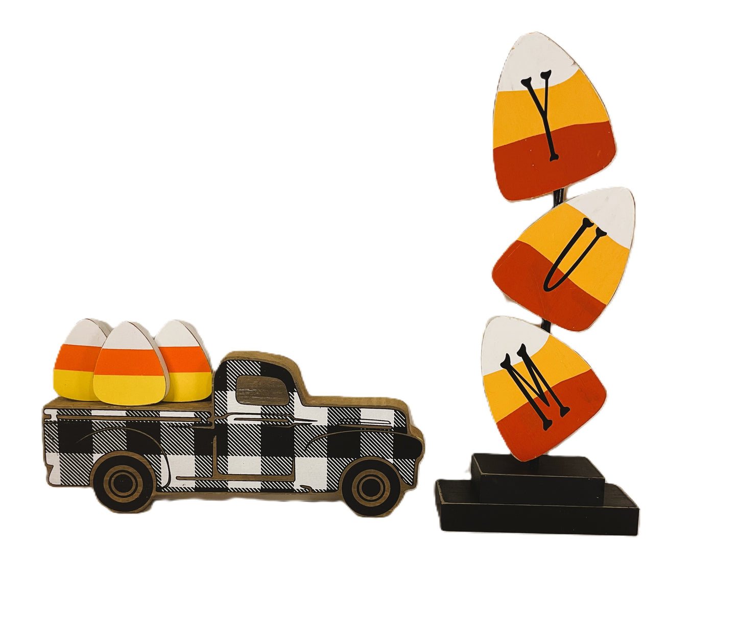 AGD Halloween Decor - Yum Stacking Candy Corn & Truck Wood 2pc