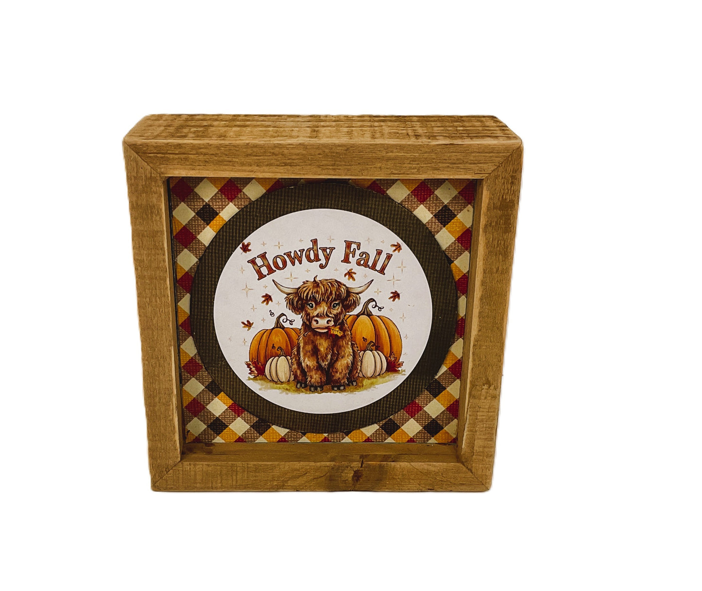 AGD Fall  Decor - Howdy Fall Highland Cow Inset Box Sign