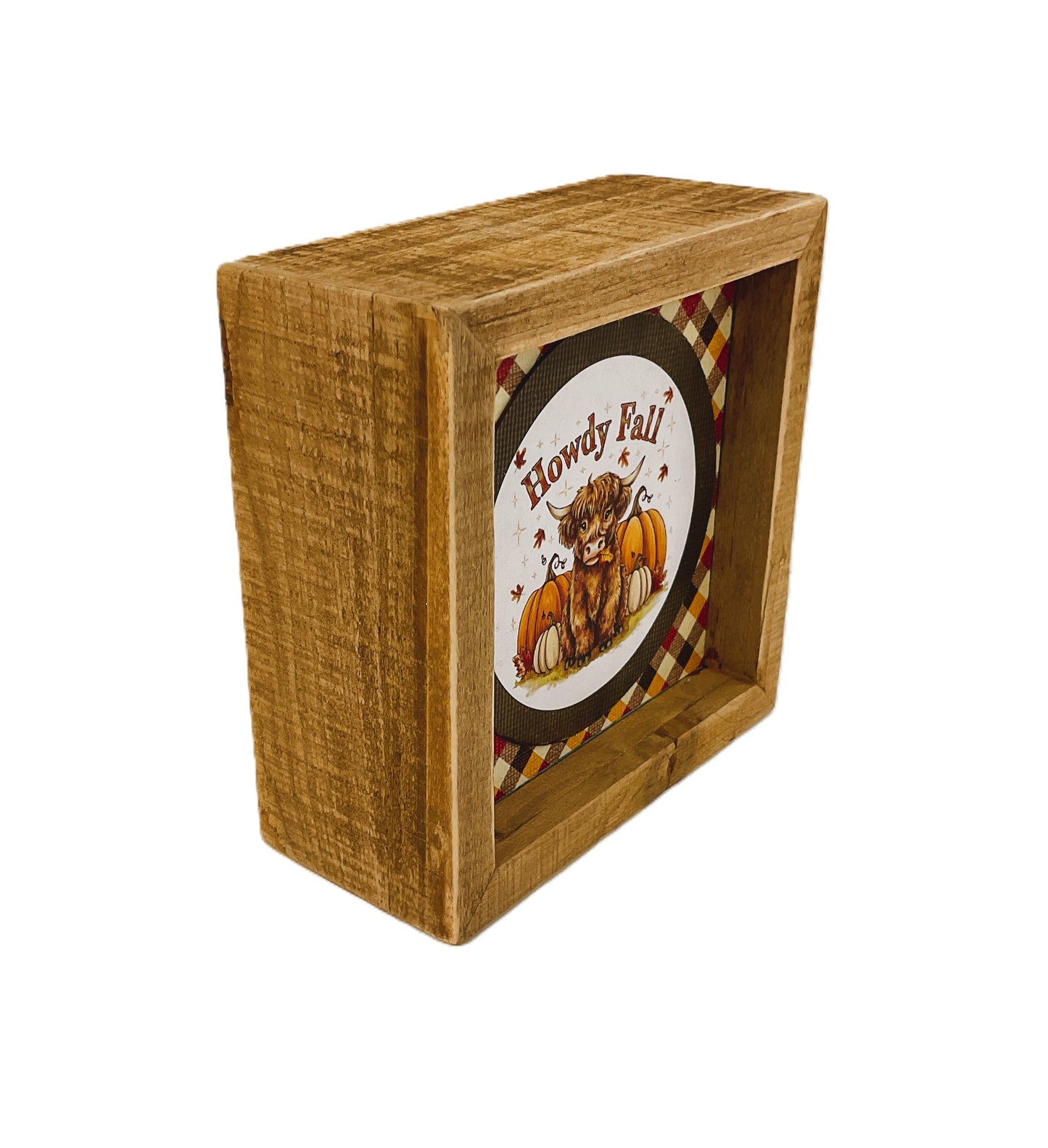 AGD Fall  Decor - Howdy Fall Highland Cow Inset Box Sign