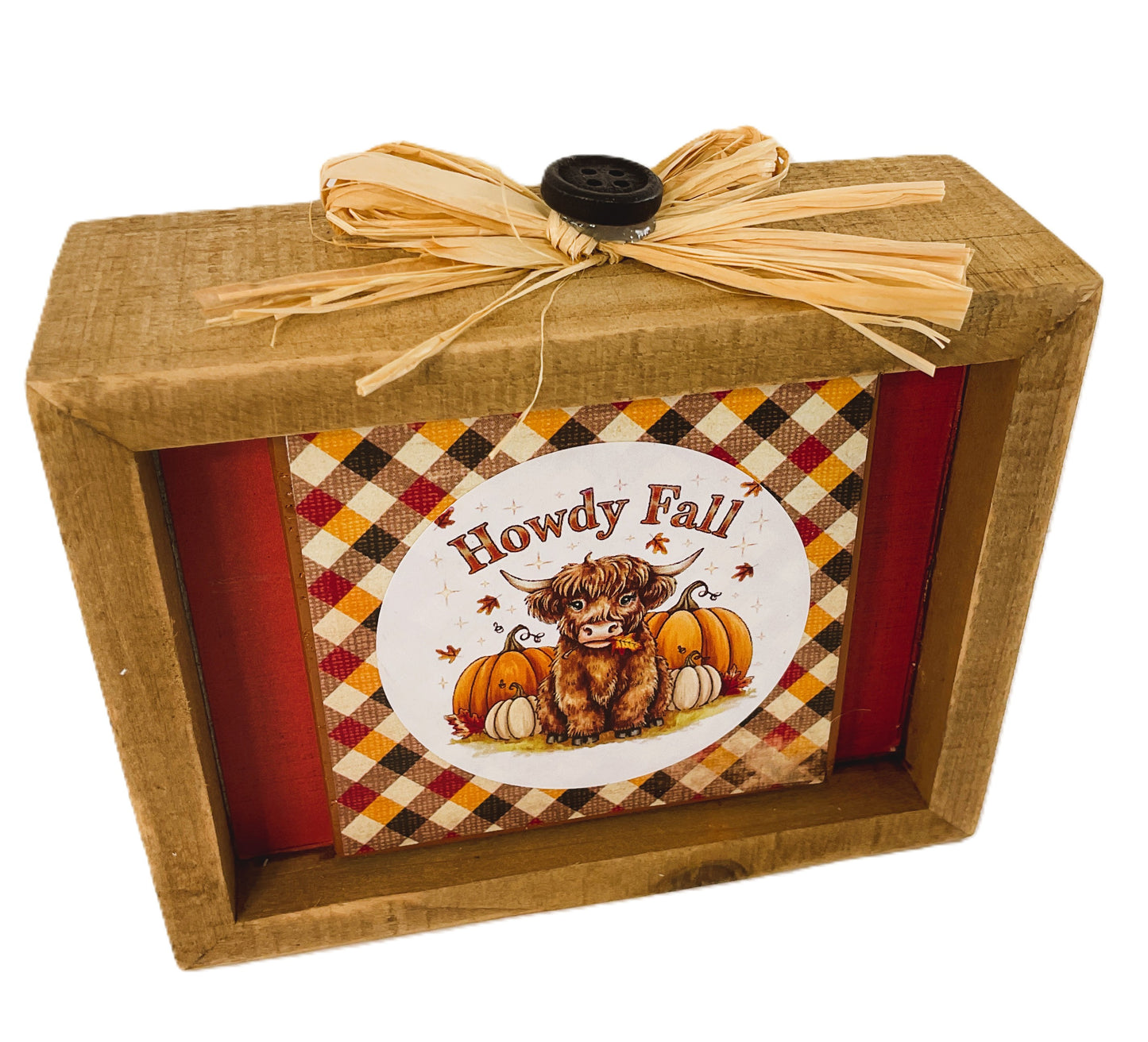 AGD Fall  Decor - Howdy Fall Highland Cow Inset Box Sign
