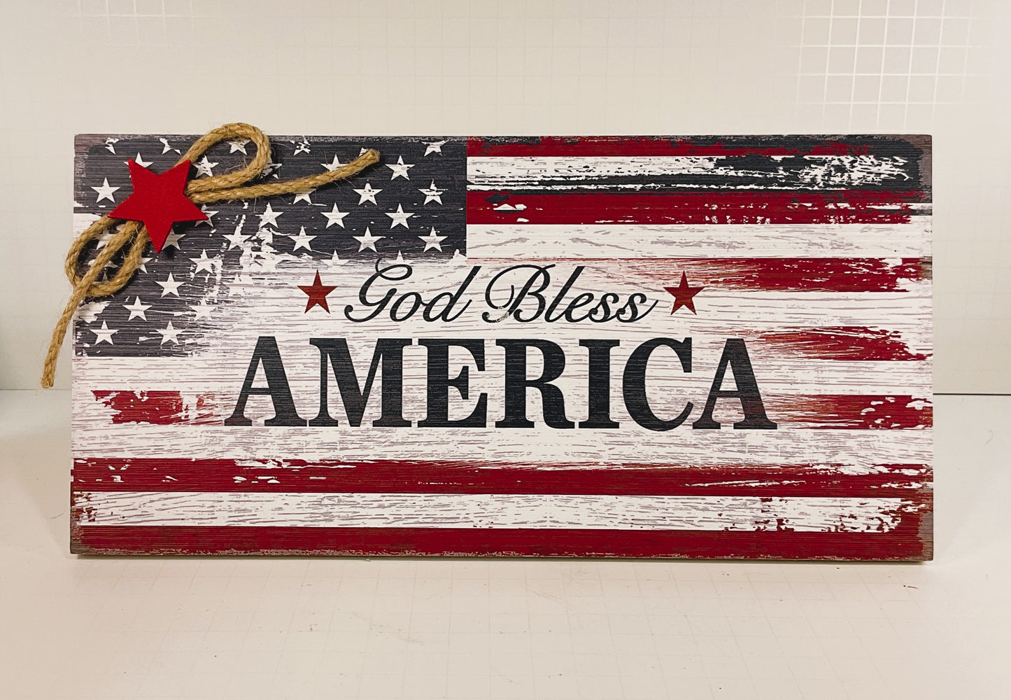 AGD Patriotic Decor - God Bless Gods Grace Easel Back Signs 2pc Set