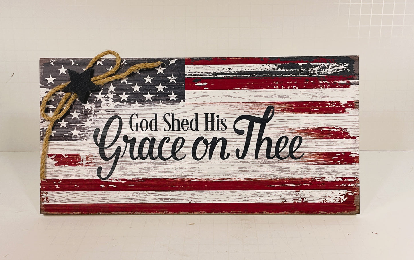 AGD Patriotic Decor - God Bless Gods Grace Easel Back Signs 2pc Set
