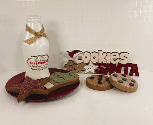 AGD Christmas Decor - Milk Bottles Gingerbread Cookies for Santa Plate Set
