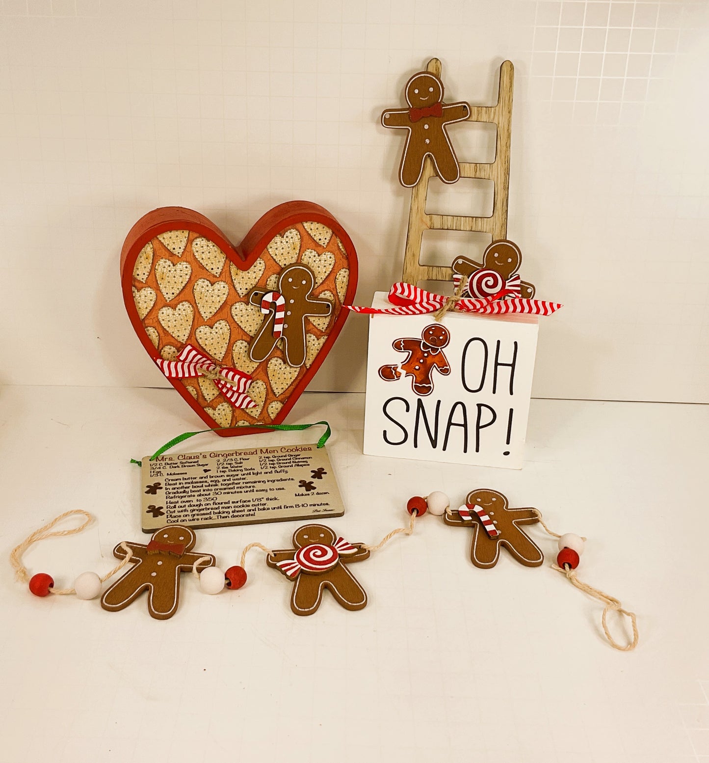 AGD Christmas Decor - Gingerbread Theme Tier Tray 5pc Set