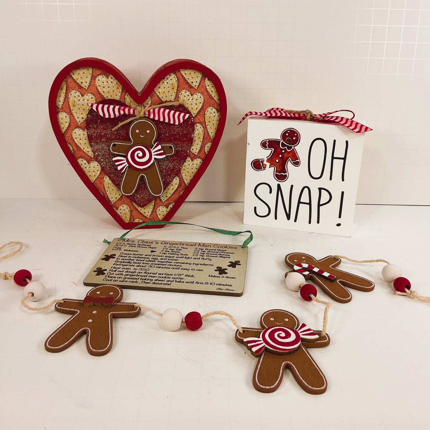 AGD Christmas Decor - Gingerbread Theme Tier Tray 4pc Set
